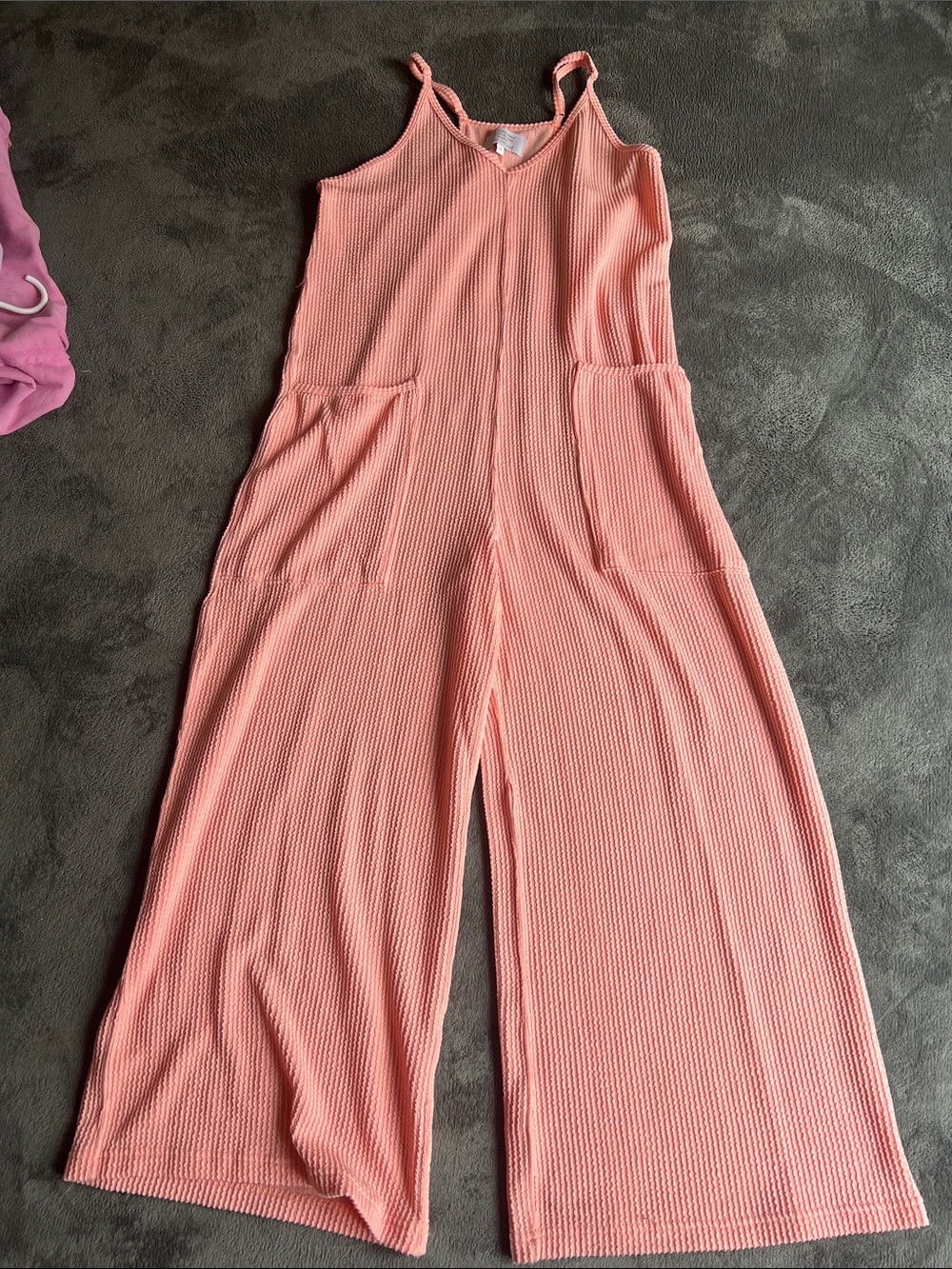 Simply Southern Peach Ribbed Wide-Leg Jumpsuit